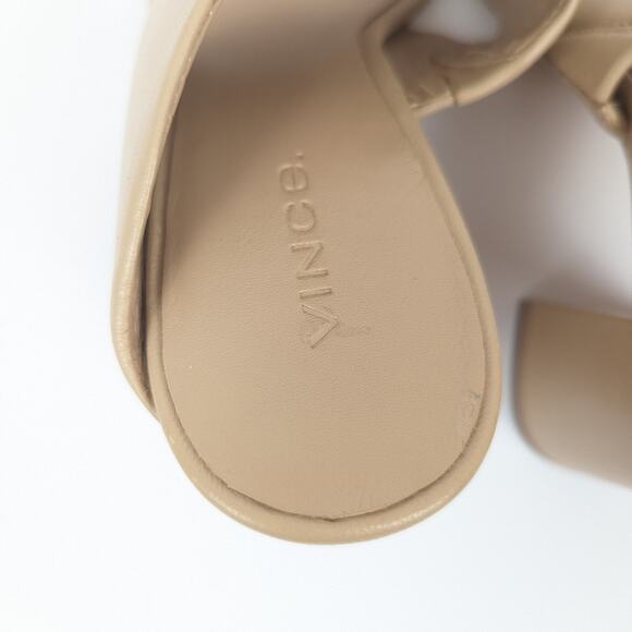 VINCE Nude Nessia Block Heel Leather Sandals Size 6 - Picture 8 of 9